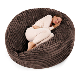 Canapé Pouf Géant Grande Mammouth - Velours Côtelé Ultra Pelucheux Marron Meuse