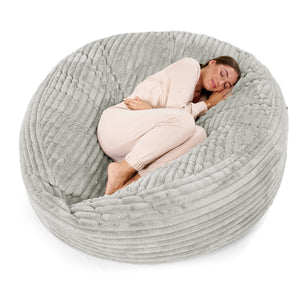 Canapé Pouf Géant Grande Mammouth - Velours Côtelé Ultra Pelucheux Vert Sauge