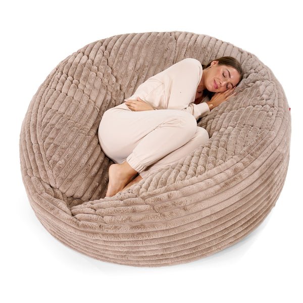 Canapé Pouf Géant Grande Mammouth - Velours Côtelé Ultra Pelucheux Vison