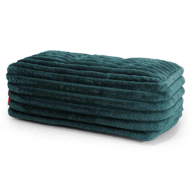 Gros Repose Pied - Velours Côtelé Ultra Pelucheux Bleu Canard 01