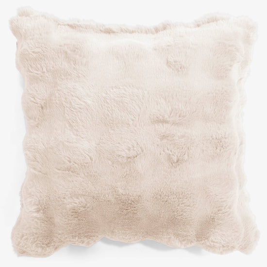 Housse de Coussin 47 x 47cm - Fausse Fourrure à Bulles Crème 01