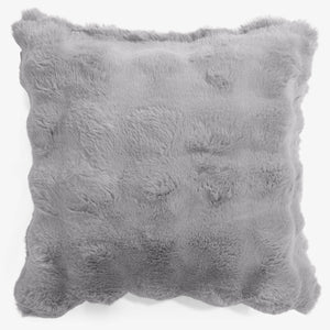 Housse de Coussin 47 x 47cm - Fausse Fourrure à Bulles Gris