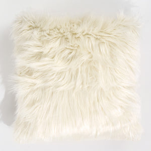 Housse de Coussin 47 x 47cm - Imitation fourrure à poils longs Crème