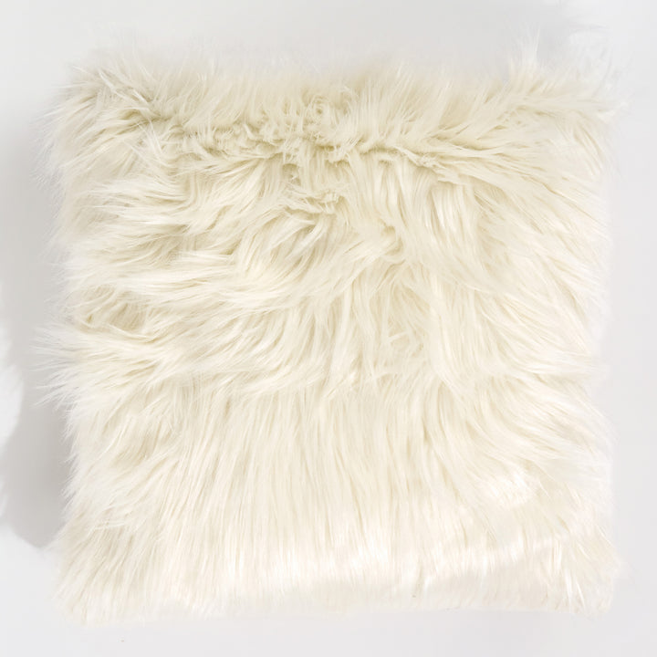 Housse de Coussin 47 x 47cm - Imitation fourrure à poils longs Crème 01