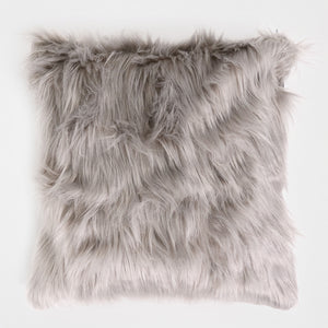 Housse de Coussin 47 x 47cm - Imitation fourrure à poils longs Gris