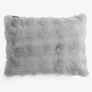Housse de Coussin Rectangulaire 35 x 50cm - Fausse Fourrure à Bulles Gris