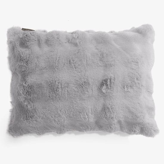 Housse de Coussin Rectangulaire 35 x 50cm - Fausse Fourrure à Bulles Gris 01