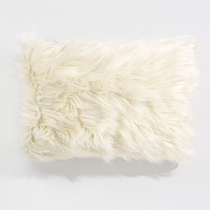 Housse de Coussin Rectangulaire 35 x 50cm - Imitation fourrure à poils longs Crème