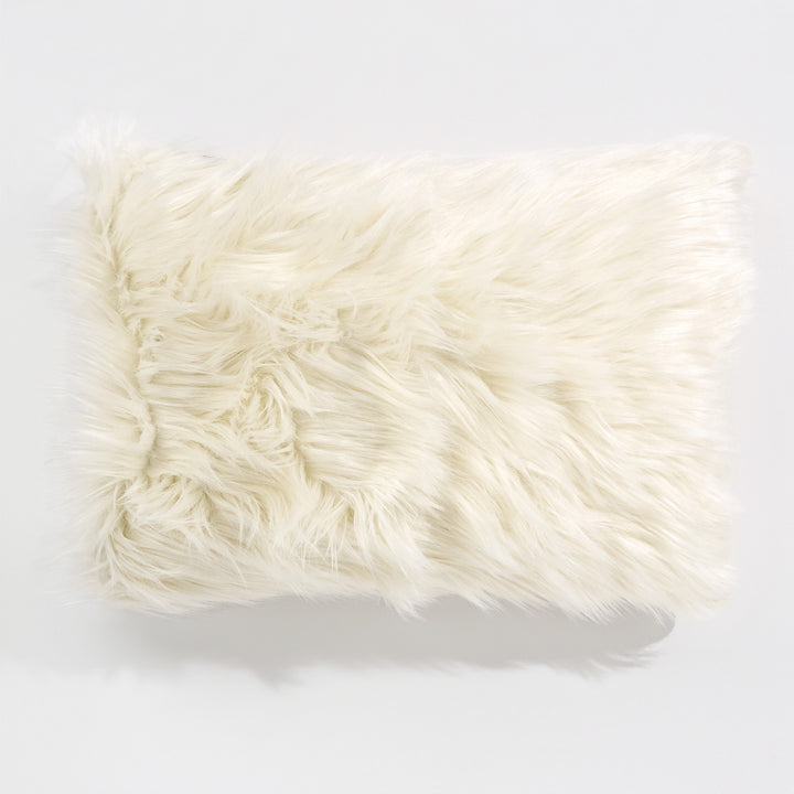 Housse de Coussin Rectangulaire 35 x 50cm - Imitation fourrure à poils longs Crème 01