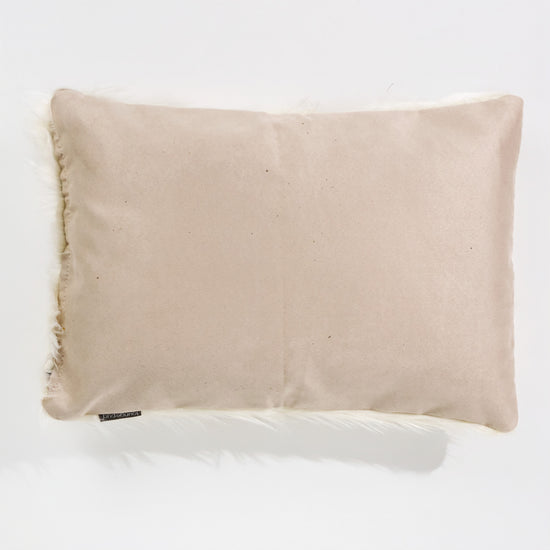 Housse de Coussin Rectangulaire 35 x 50cm - Imitation fourrure à poils longs Crème 02