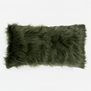 Housse de Coussin Rectangulaire Géant 40 x 70cm - Imitation fourrure à poils longs Vert sauge