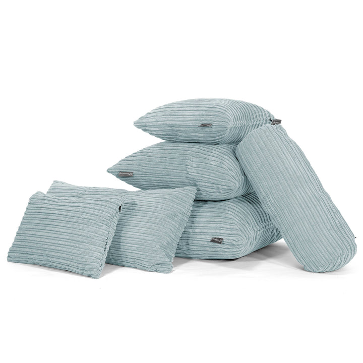 Housse de Coussin Rectangulaire Géant 40 x 70cm - Côtelé Verte Menthe 04