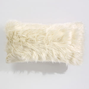 Housse de Coussin Rectangulaire Géant 40 x 70cm - Imitation fourrure à poils longs Crème