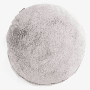 Housse de Coussin Rond 50cm - Fausse Fourrure Lapin Gris clair