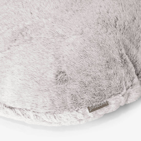 Housse de Coussin Rond 50cm - Fausse Fourrure Lapin Gris clair 02