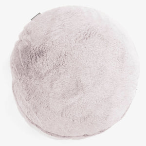 Housse de Coussin Rond 50cm - Fausse Fourrure Lapin Rose Pastel