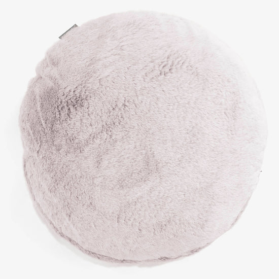 Housse de Coussin Rond 50cm - Fausse Fourrure Lapin Rose Pastel 01