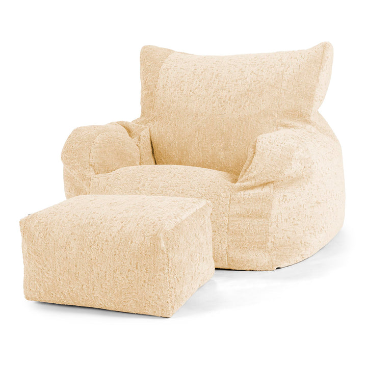 Joséphine Pouf Fauteuil Design - Chenille Luxe Ivoire 02