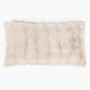Housse de Coussin Rectangulaire Géant 40 x 70cm - Fausse Fourrure à Bulles Crème