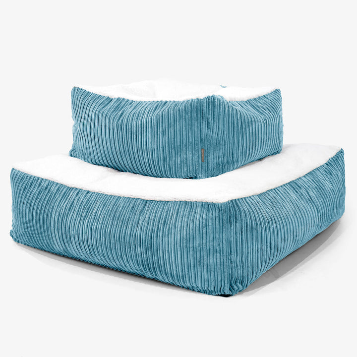 Le Matelas Géant pour Chien, Taille Large - Sherpa & Côtelé Mer Égée 03