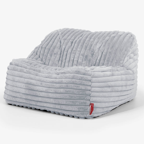 Le Pouf Doudou - Velours Côtelé Ultra Pelucheux Bleu Dragé 01