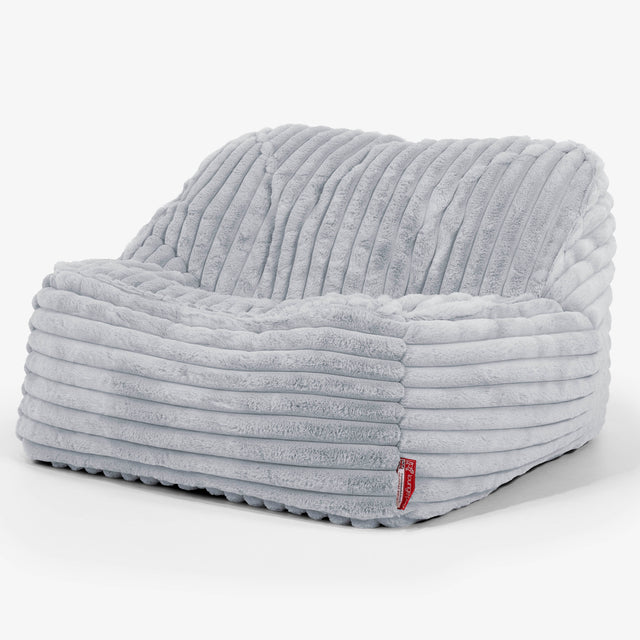 Le Pouf Doudou - Velours Côtelé Ultra Pelucheux Bleu Dragé 01