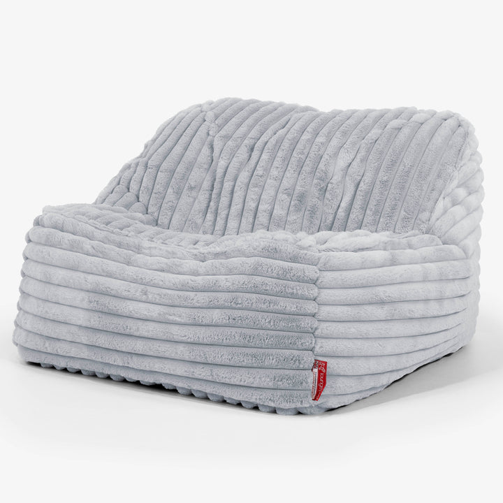 Le Pouf Doudou - Velours Côtelé Ultra Pelucheux Bleu Dragé 01
