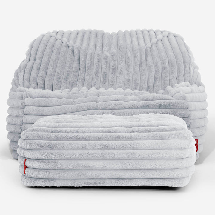 Le Pouf Doudou - Velours Côtelé Ultra Pelucheux Bleu Dragé 03