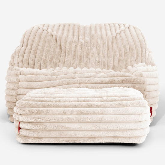 Le Pouf Doudou - Velours Côtelé Ultra Pelucheux Crème 03