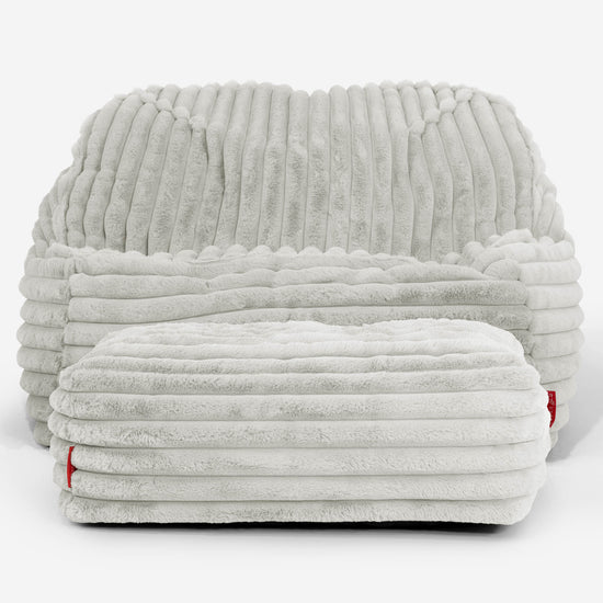 Le Pouf Doudou - Velours Côtelé Ultra Pelucheux Vert Sauge 03