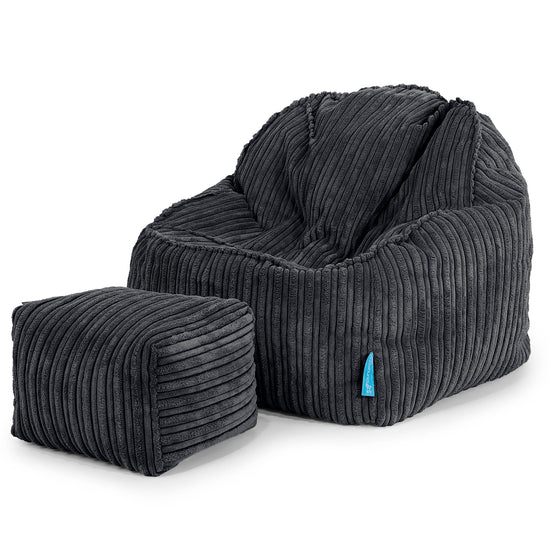 Le Pouf Enfant Doudou 2-6 ans - Côtelé Noir 03