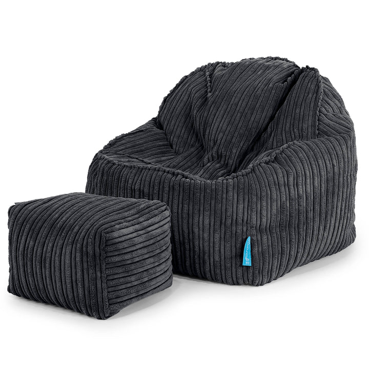 Le Pouf Enfant Doudou 2-6 ans - Côtelé Noir 03