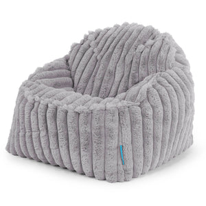 Le Pouf Enfant Doudou 2-6 ans - Velours Côtelé Ultra Pelucheux Gris