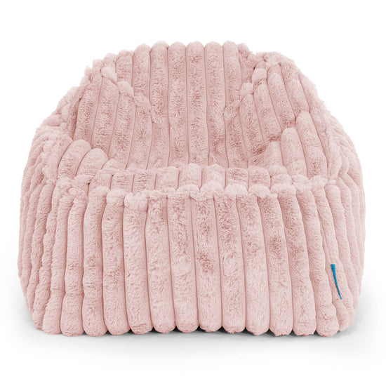 Le Pouf Enfant Doudou 2-6 ans - Velours Côtelé Ultra Pelucheux Rose Pastel 02