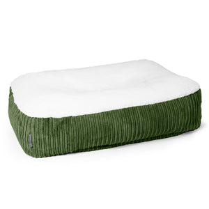 Lit pour Chien, Taille Large - Sherpa & Côtelé Vert Forêt