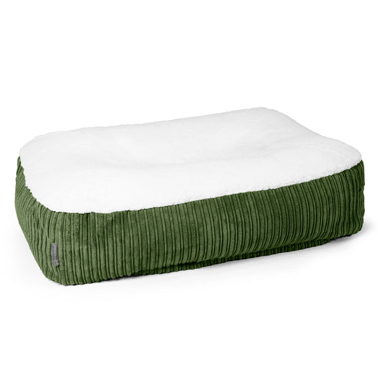 Lit pour Chien, Taille Large - Sherpa & Côtelé Vert Forêt 01