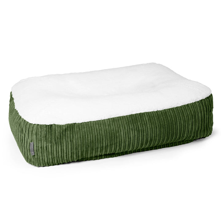 Lit pour Chien, Taille Large - Sherpa & Côtelé Vert Forêt 01