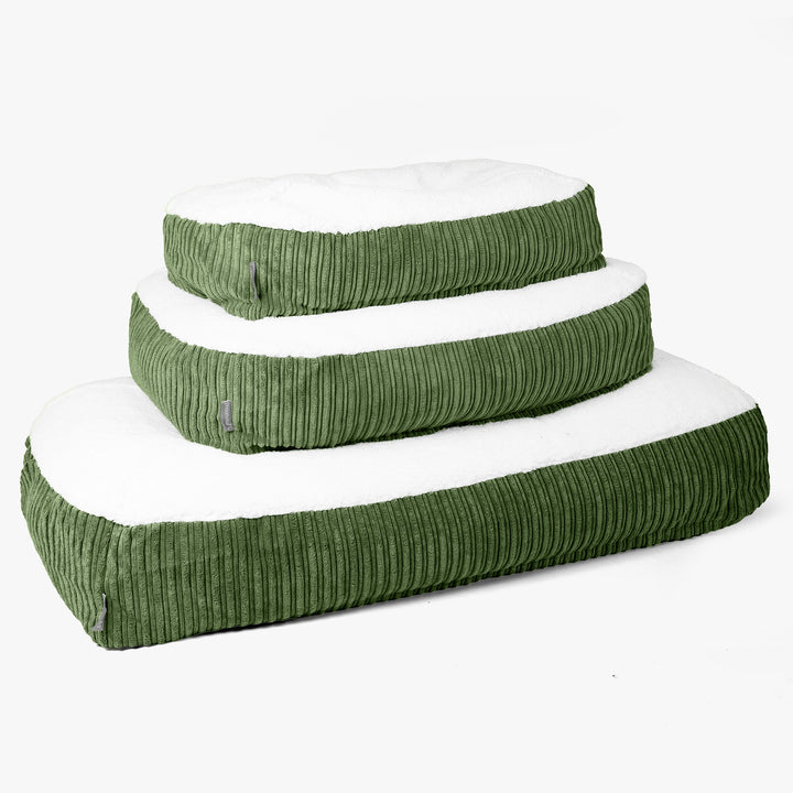 Lit pour Chien, Taille Large - Sherpa & Côtelé Vert Forêt 02