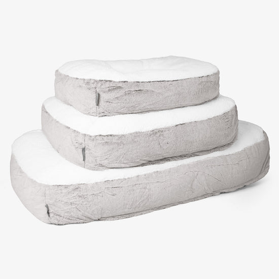 Lit pour Chien, Taille Moyenne - Fausse Fourrure Lapin Gris clair 02