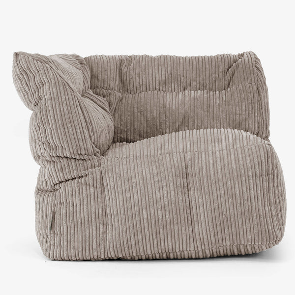 Modulaire Canapé Pouf, Élément Angle Droit - Côtelé Grège 01