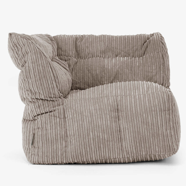 Modulaire Canapé Pouf, Élément Angle Droit - Côtelé Grège 01