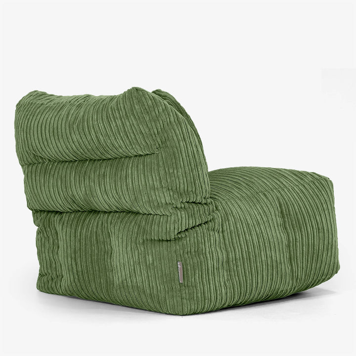 Modulaire Canapé Pouf, Élément Angle Droit - Côtelé Vert Forêt 03