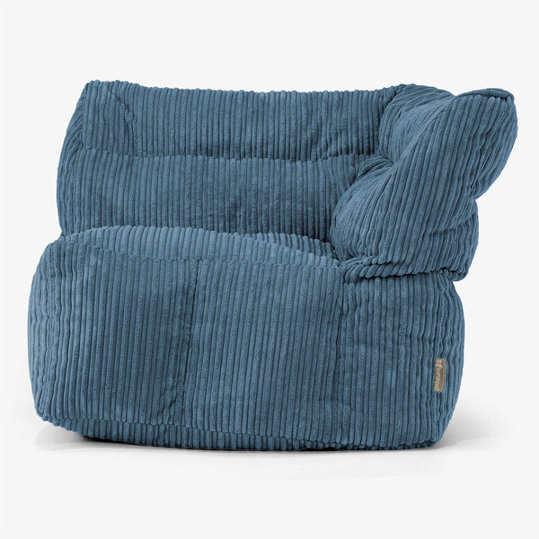 Modulaire Canapé Pouf, Élément Angle Droit - Côtelé Bleu Marine 01