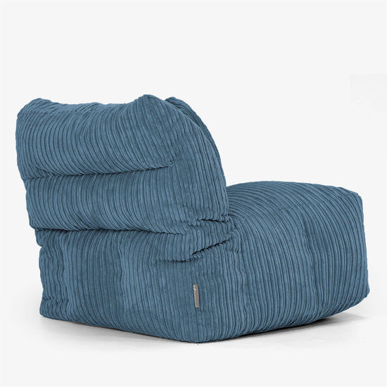 Modulaire Canapé Pouf, Élément Angle Droit - Côtelé Bleu Marine 03