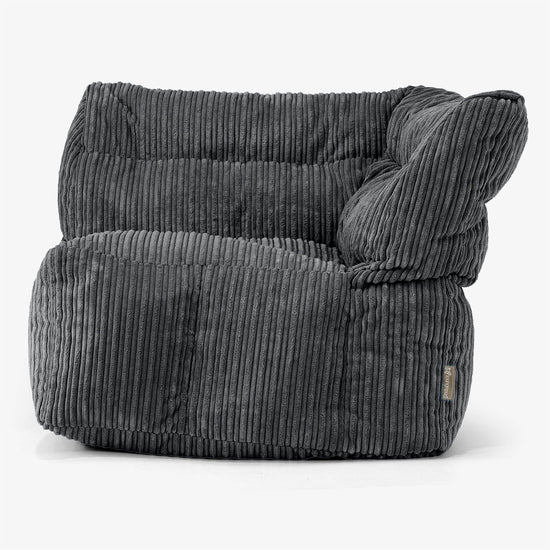 Modulaire Canapé Pouf, Élément Angle Gauche - Côtelé Noir 01