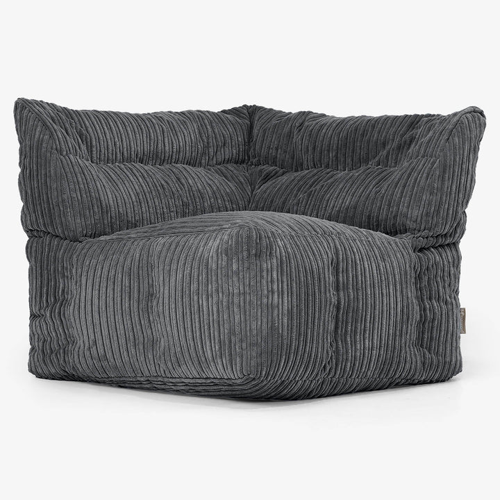 Modulaire Canapé Pouf, Élément Angle Droit - Côtelé Noir 02