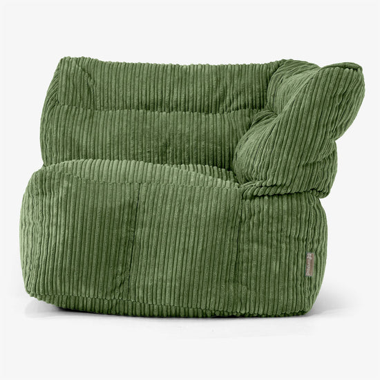 Modulaire Canapé Pouf, Élément Angle Droit - Côtelé Vert Forêt 01