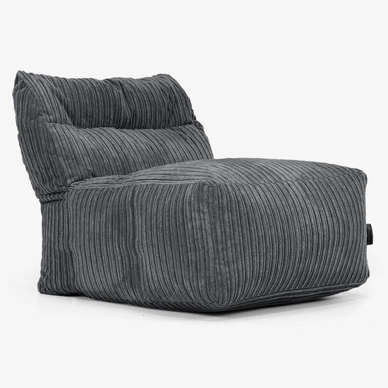 Modulaire Canapé Pouf, Élément Central - Côtelé Noir 01