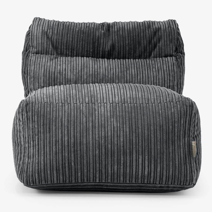 Modulaire Canapé Pouf, Élément Central - Côtelé Noir 02