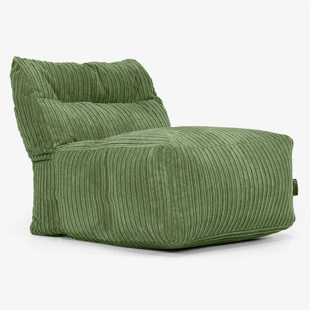 Modulaire Canapé Pouf, Élément Central - Côtelé Vert Forêt 01